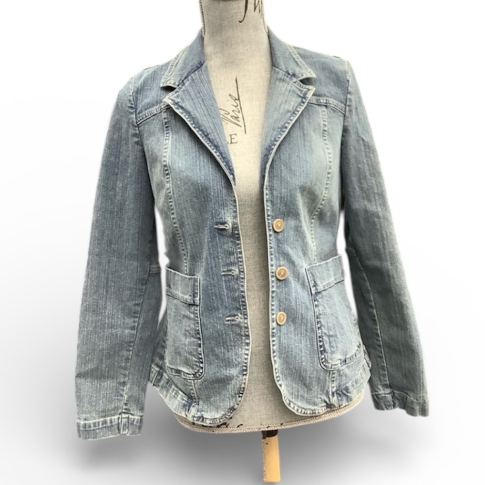 Part Two Women’s Blue Spring Summer Jean Denim Blazer Jacket size 8